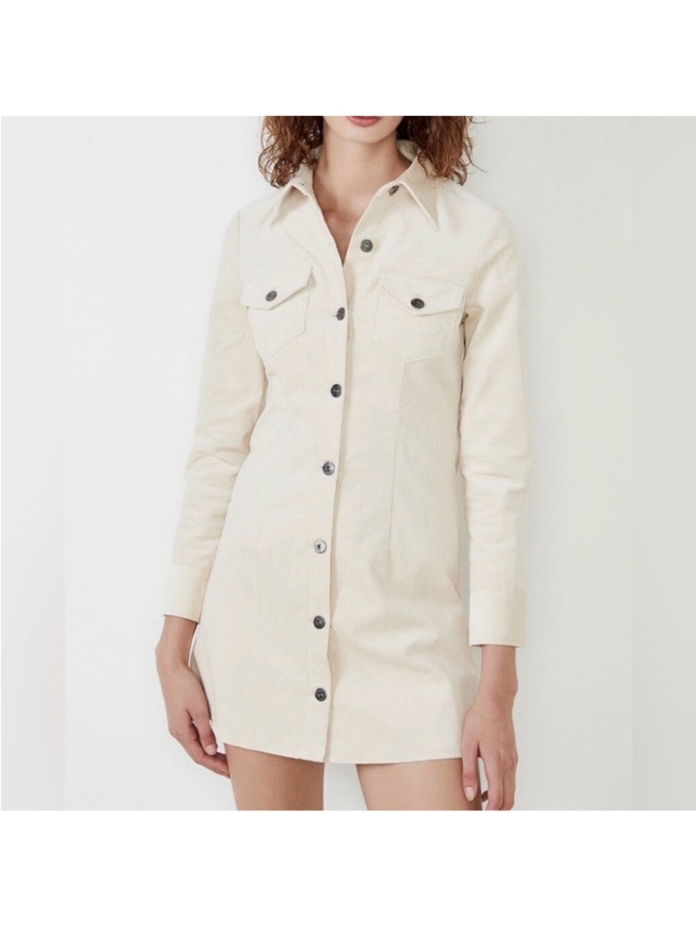Bardot Cream Corduroy Dress